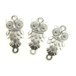 Connecting element metal owl 23x11x2 mm hole 1.5 mm color silver -9 pieces -9.50 grams