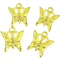 Pendant metal butterfly for handmade jewelry making 17x16x2 mm color gold - 10.07 grams - 9 pieces
