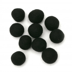 Felt Wool Bead, 18 ~ 25 mm, Black -1 piece