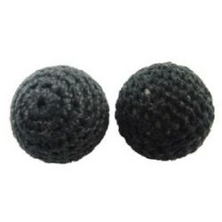 Ball vestured with textile 14 mm hole 2 mm black - 5 pieces