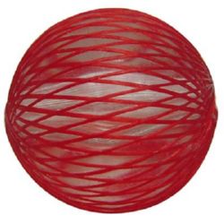 Στρόγγυλες χάντρες ντυμένες με κόκκινο νάιλον 16 mm τρύπα 2 mm -5 τεμάχια
