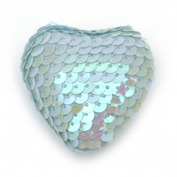 Styrofoam Heart covered with Sequins for Craft Making and Decoration, 49x49x24 mm, Blue