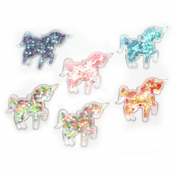 Decorative Unicorn with Sequins for Craft Making and Children Accessories, 52x62x5.5 mm, ASSORTED