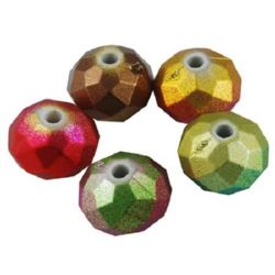 Plastic Faceted Bead with Rubber Coating,10x7 mm, Hole: 2 mm, MIX -50 g ~ 138 pieces