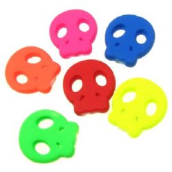 Acrylic skull bead for jewelry making 22x20x4 mm hole 2.5 mm pastel MIX - 50 grams