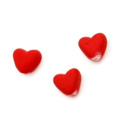 Plastic Heart Bead with Rubber Coating, 10x9x7 mm, Hole: 2 mm, Red -50 grams ~ 129 pieces