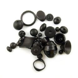 Mixed Beads in assorted shapes and sizes 12~40 mm hole 2~10 mm black - 50 grams