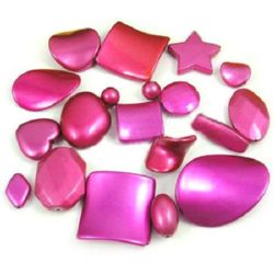 Mixed Beads in assorted shapes and sizes 10~45 mm hole 1~2.5 mm dark pink - 50 grams