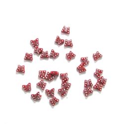 Fluture 9,5x7,5x4 mm imitație pietre roșii -50 g ~ 251 bucăți