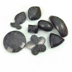Acrylic cracked solid beads for jewelry making, assorted shapes 9~44 mm hole 2~3 mm gray - 50 grams
