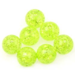 Acrylic Ball-shaped Bead CRACKLE, 12 mm, Hole: 3 mm, Light Green -20 grams ~ 19 pieces