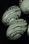 Opaque Acrylic Oval Beads with Silver Line, 13x8 mm hole 2 mm white - 50 grams ~ 120 pieces