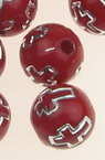 Мънисто сребърна нишка топче с кръст 8 мм дупка 2 мм червено -20 грама ~ 72 броя