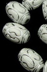 Opaque Acrylic Oval Beads with Silver Line, 11x8 mm hole 2.5 mm white - 50 grams ~ 125 pieces