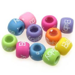 Two-color washer bead with lettering baby 9x7 mm hole 5 mm mix - 20 grams ~ 60 pieces