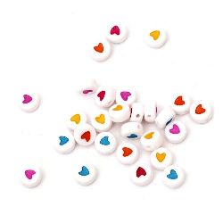 Two-colored circle bead with heart 7x3.5 mm hole 1 mm MIX - 20 grams ~150 pieces