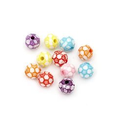 Two-color bead soccer ball 10 mm hole 2 mm MIX - 50 grams ~92 pieces
