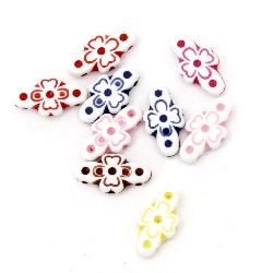 Two-color three-hole bead 18.5x10x3.5 divider 1 mm MIX - 50 grams ~120 pieces