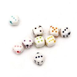 Bead two-color dice 10x10 mm hole 1 mm mix - 50 grams ~90 pieces