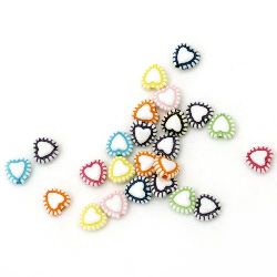 Bead two-colored heart, 7x7.5x4 mm, hole 1 mm, mix - 50 grams ~ 430 pieces
