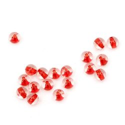 Ball Bead with red base 6 mm hole 1 mm transparent - 20 grams ~168 pieces