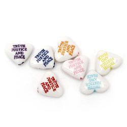 Two-color bead heart with inscription 16x19x6.5 mm hole 1 mm mix - 50 grams ~40 pieces