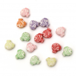 Fish bead Faded Color 10x10x5 mm hole 2 mm MIX - 50 grams ± 140 pieces