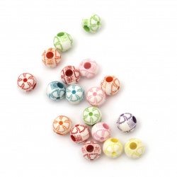 Ball Bead Faded Color with flower 7.5x7 hole 2.5 mm MIX - 0 grams ~100 pieces