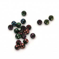 Мънисто двуцветно топче 6x5 мм дупка 3 мм цвят черен -20 грама ~200 броя