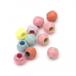 Two-color bead faceted ball 9x8 mm hole 4 mm MIX - 20 grams ± 65 pieces