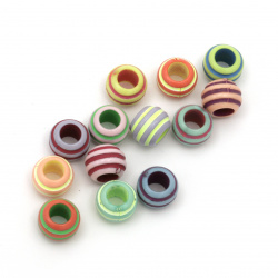 Two-color bead ball embossed 10x8 mm hole 5 mm MIX - 20 grams ±62 pieces