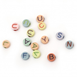 Two-colored bead circle with letters 10x5 mm hole 3 mm MIX - 20 grams ±63 pieces