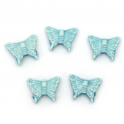 Plastic Butterfly Bead, 14x11x4 mm, Hole: 1.5 mm, Blue -50 grams ~ 150 pieces