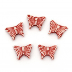 Plastic Butterfly Bead, 14x11x4 mm, Hole: 1.5 mm, Red -50 grams ~ 150 pieces