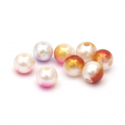 Bilă de melanj de mărgele 10 mm gaură 2,5 mm culoare MIX -50 grame ~ 100 bucăți
