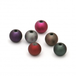 Acrylic ball sprayed bead for jewelry making 10 mm hole 2 mm color MIX - 20 grams ~ 35 pieces