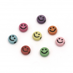 Cute Smiley Face Bead, 9x5 mm, Hole: 2.5 mm, MIX -20 grams ~ 66 pieces