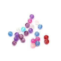 Round Rose Bead / 6 mm, Hole: 1 mm / MIX - 20 grams ~ 170 pieces