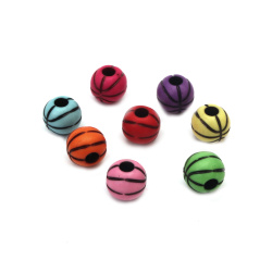 Plastic Two-color Bead, Basketball / 11 mm, Hole: 3.5 mm / MIX - 50 grams ~ 70 pieces