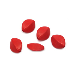 Solid Plastic Leaf-shaped Bead /  16.5x13x7 mm, Hole: 1.5 mm / Red - 50 grams ~ 70 pieces