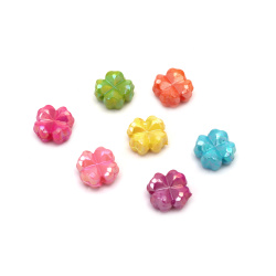 Plastic Clover Bead / 10x5 mm,  Hole: 1 mm / Rainbow MIX - 50 grams ~ 120 pieces