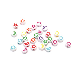 Two-color Round Beads with Assorted Shapes / 7x4 mm,  Hole: 1.5 mm / MIX - 50 grams ~ 400 pieces