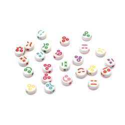 Two-color Circle Bead, Emoticons /  7x4 mm, Hole: 1 mm / MIX - 20 grams ~ 160 pieces