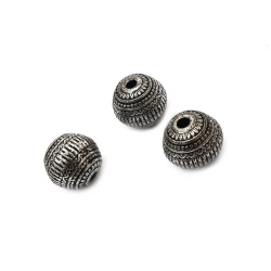 Metallized Ball Bead / 18x19 mm,  Hole: 4 mm / Color: Silver - 50 grams ~ 13 pieces