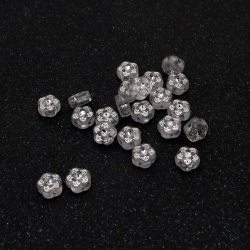 Silver Thread Flower Bead 8x5 mm with 1 mm hole, white - 20 grams ~ 100 pieces