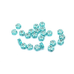 Silver Thread Flower Bead 8x5 mm with 1 mm hole, blue - 20 grams ~ 100 pieces