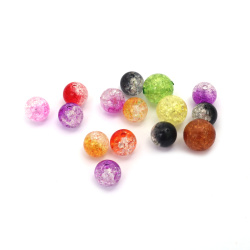 Crackle Ball Bead 10-12 mm, Hole: 2-3 mm, MIX - 20 grams ~ 30 pieces