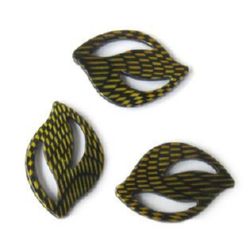 Stoc epuizat. Primeste notificare pe email cand produsul revine in stoc Margele pictate negru aur frunze 48 mm 3 bucăți -12 grame