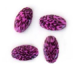 Plastic Oval Painted Beads, 35 mm, Cyclamen, 4 pieces -14 grams