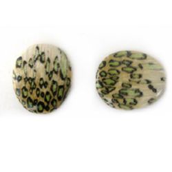 Plastic Oval Painted Beads for Jewelry Accessories, Yellow-green, 32x38 mm, 2 pieces -15 grams